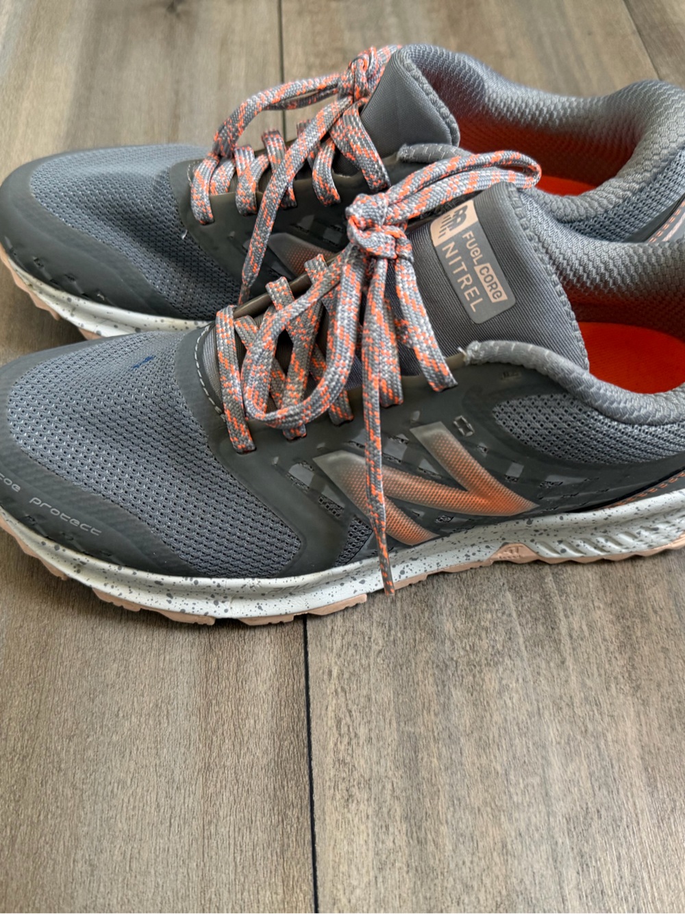 New Balance Gray Sneakers with Orange Accents